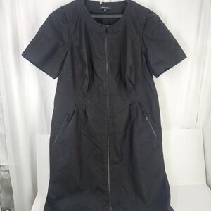 Lafayette 148 New York Black Full Zip Utility Short Sleeve Sheath Dress 18W